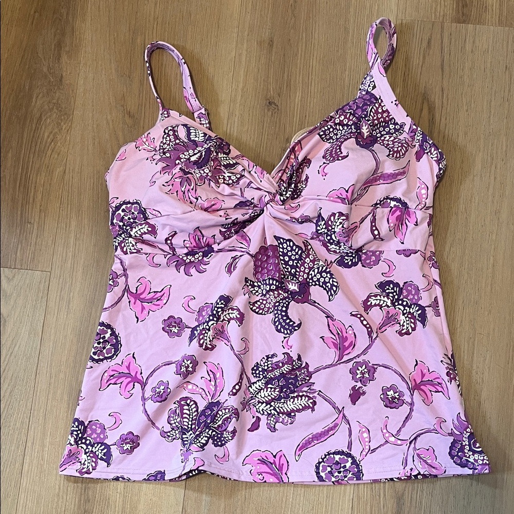 Lands' End Pink and Purple Floral Swim Tankini